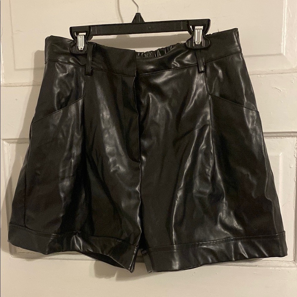 NWT Black Faux Leather Shorts sz. Large